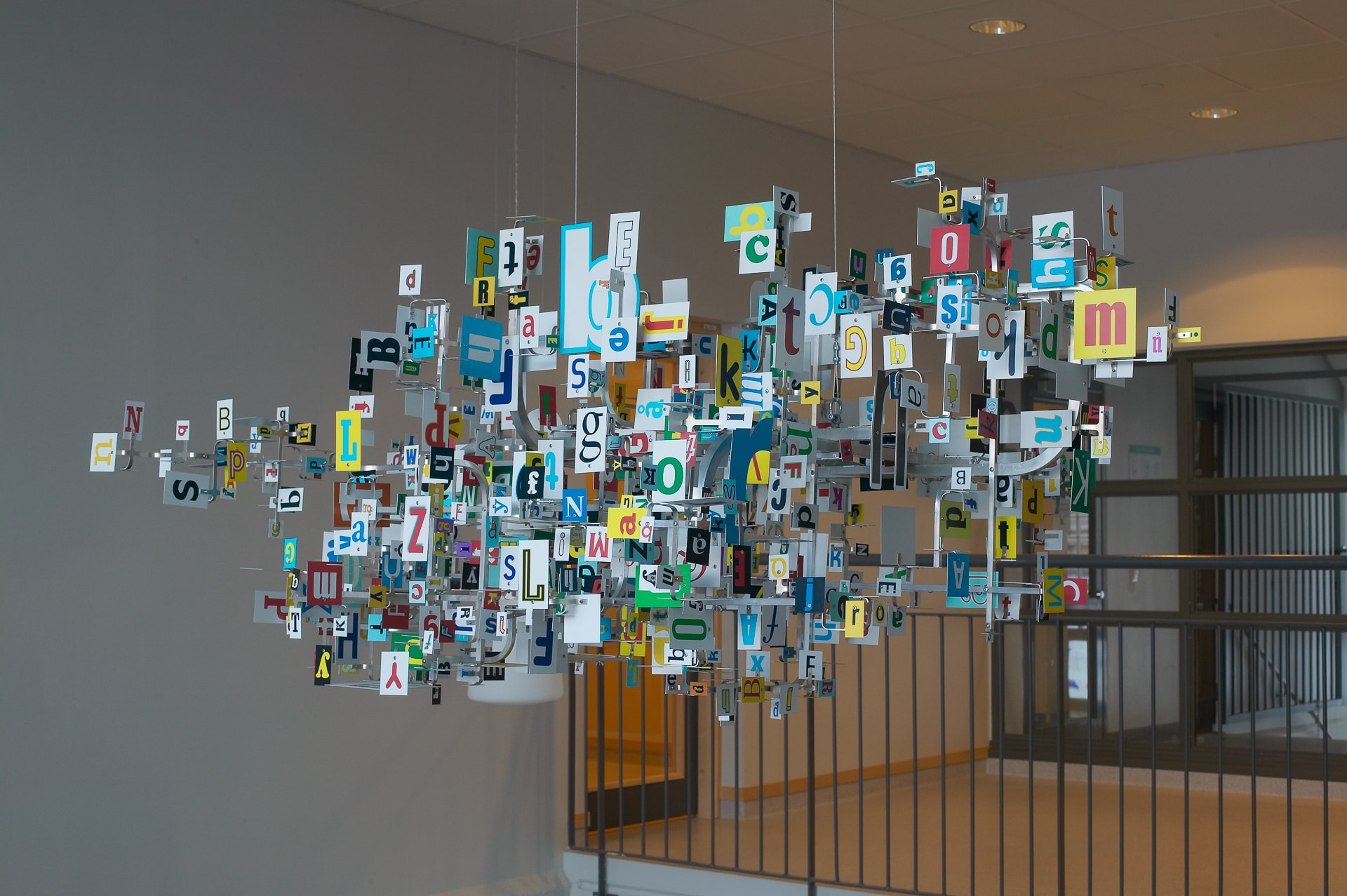 Letter cloud, 2006, aluminium and printed plastic film, photo P.A. Andersson
