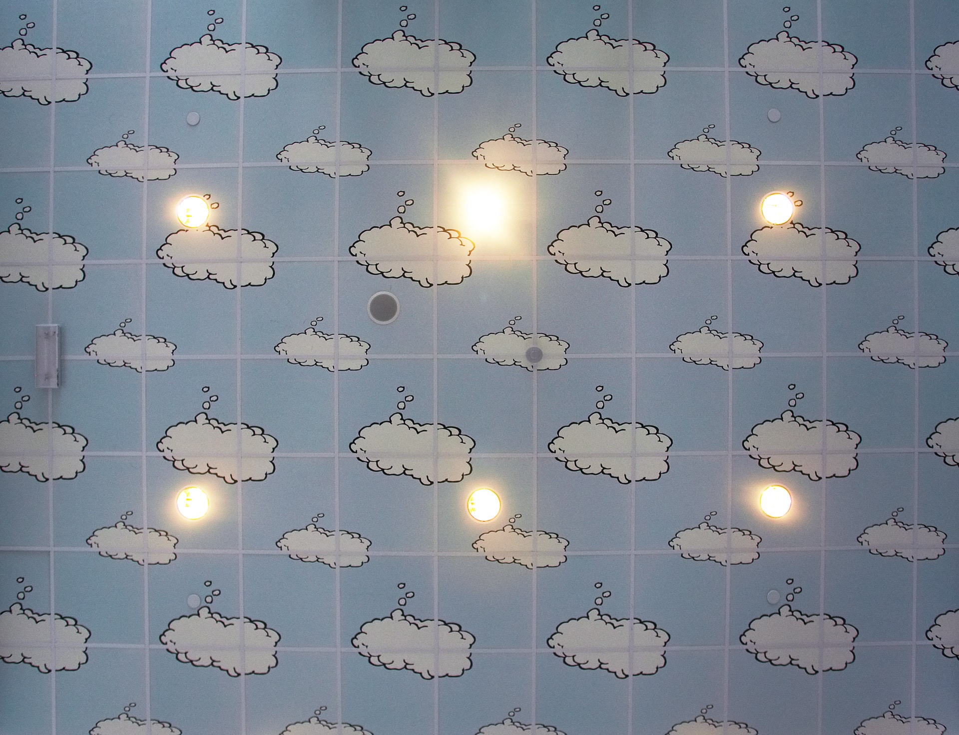 The sky of thoughts, 2006, screen printing on ceiling tiles, photo P.A. Andersson