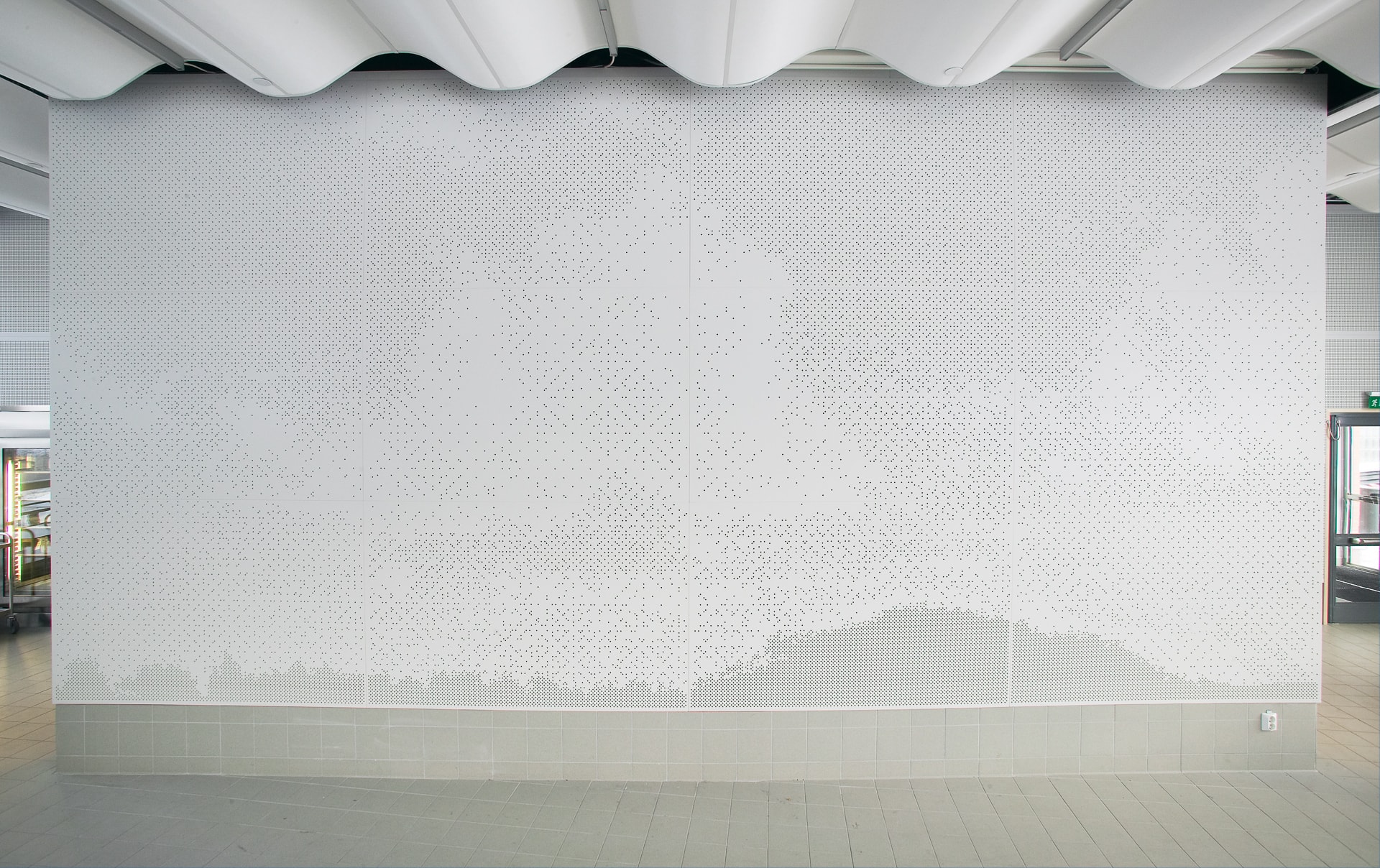 Pixel Landscape, 2006, pixel motifs on acoustic panels, photo P.A. Andersson