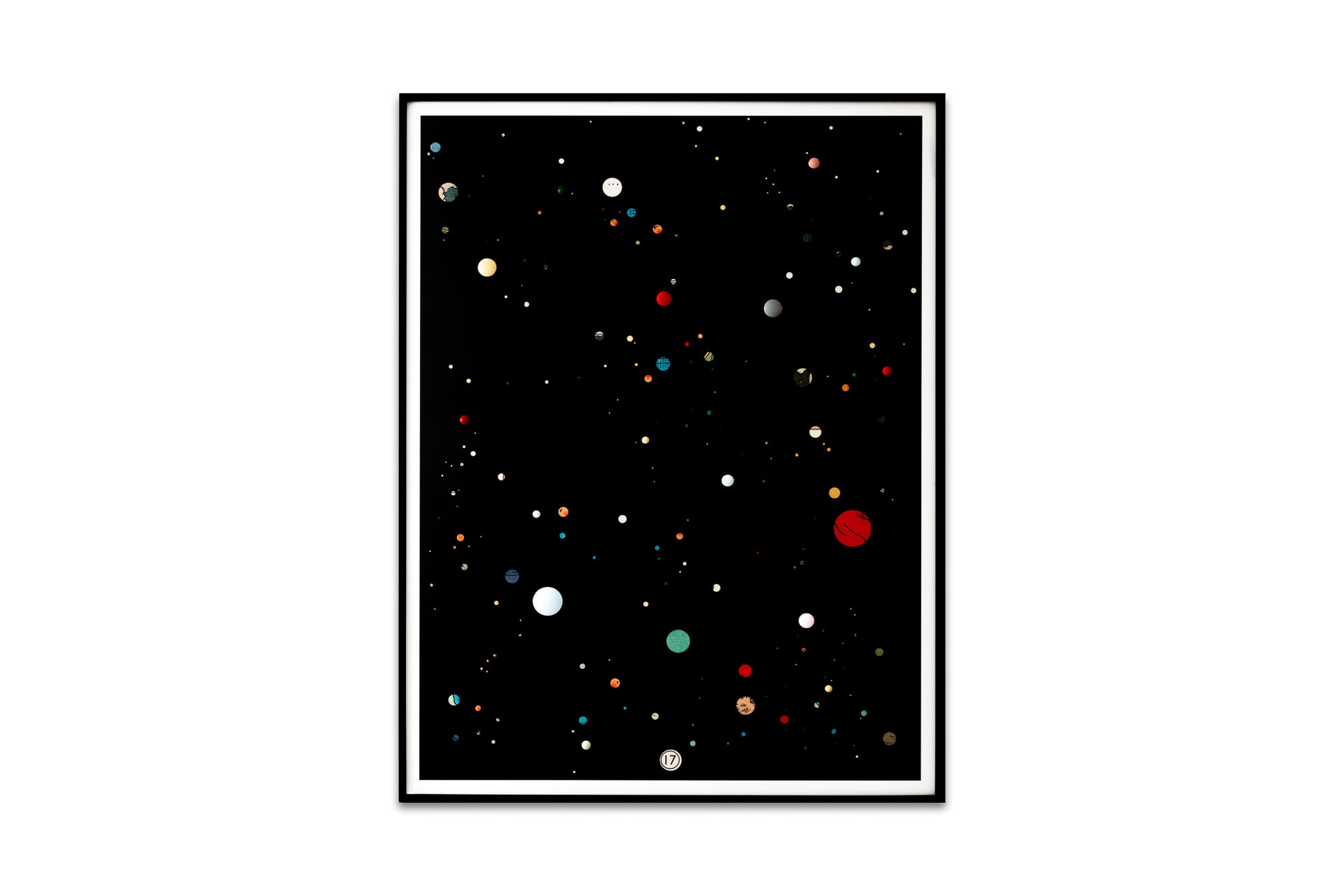 Drawing a Universe (TinTin page 17), 2022, fine art print, frame, wood, enamel, 71,5 x 51,5 framed , photo Fabio Mantegna